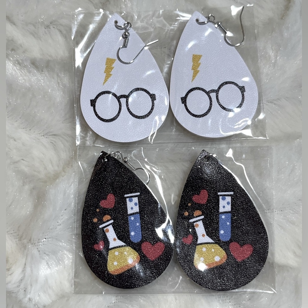 Set to pair science teacher earrings